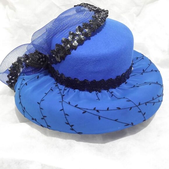 Vintage Glamorous/Elegant 100% Blue Wool Hat USA main image 5